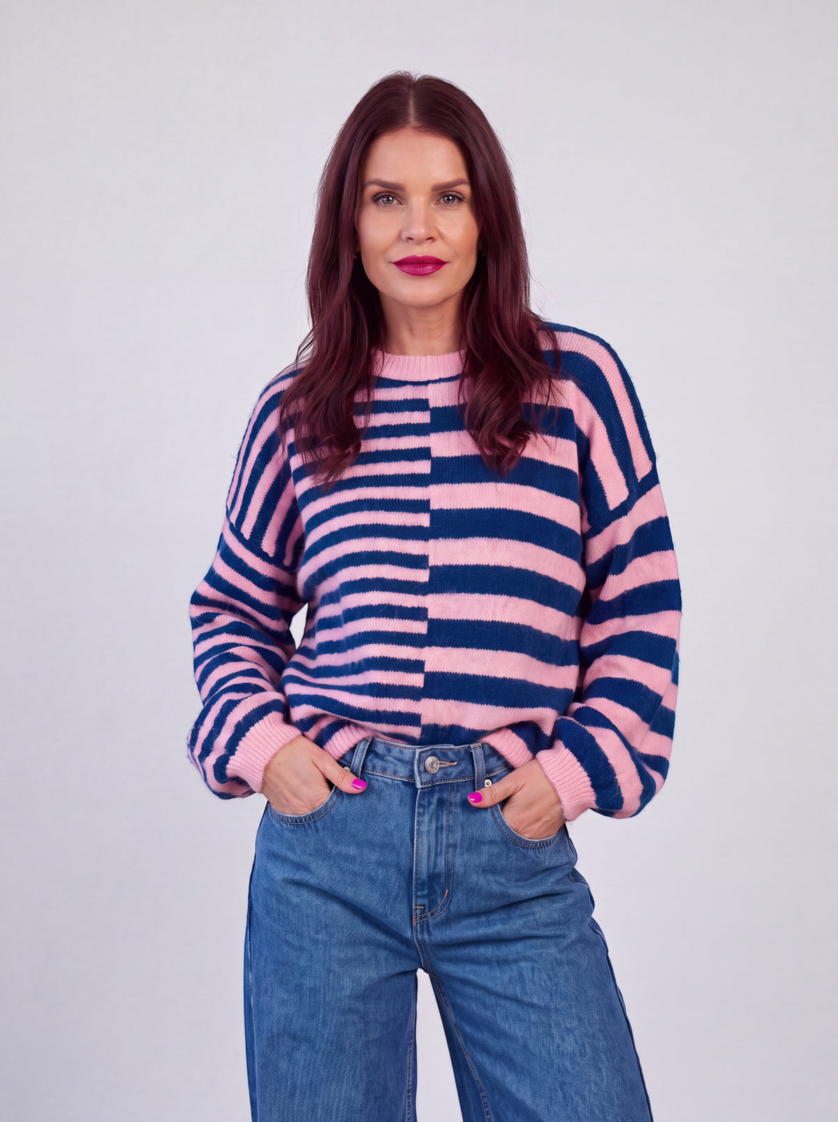 FRANKIE KNIT PULLOVER - PINK/BLUE