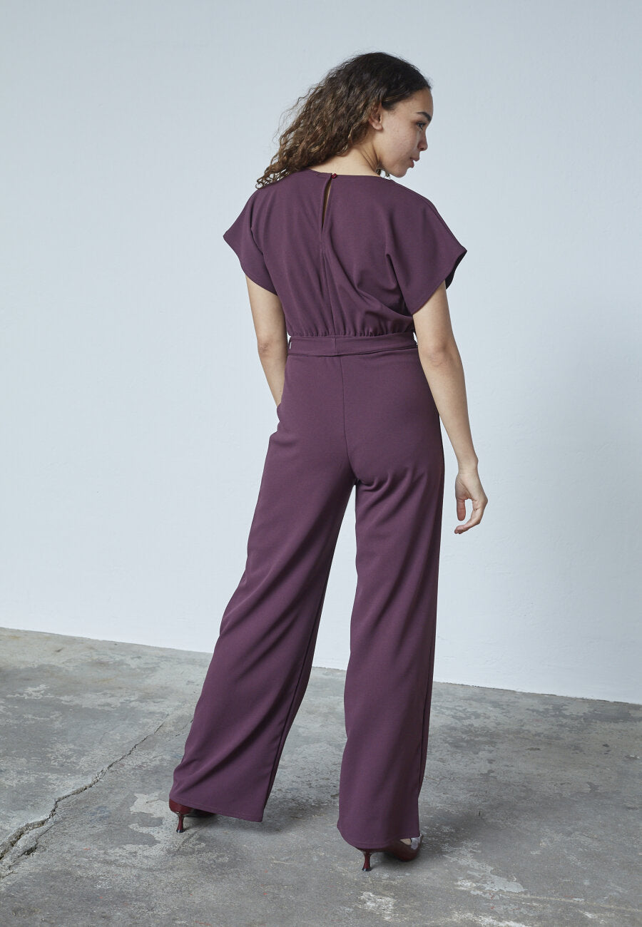JUMPSUIT | GIRL V-NECK - DEEP BORDEAUX