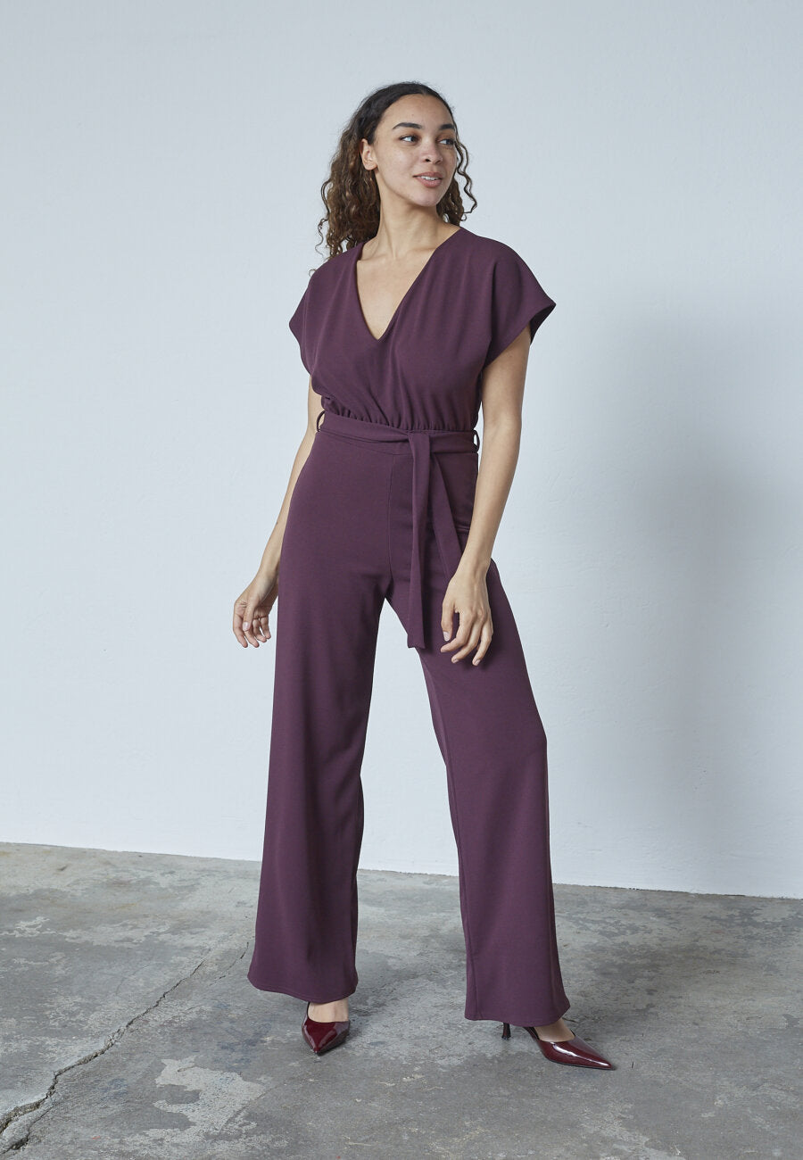 JUMPSUIT | GIRL V-NECK - DEEP BORDEAUX