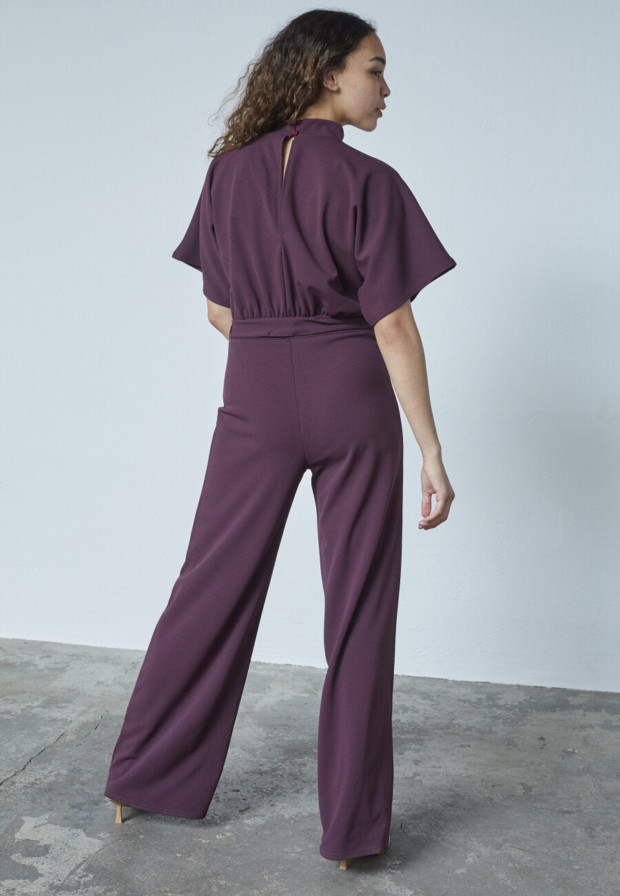GIRL TURTLENECK JUMPSUIT - DEEP BORDEAUX