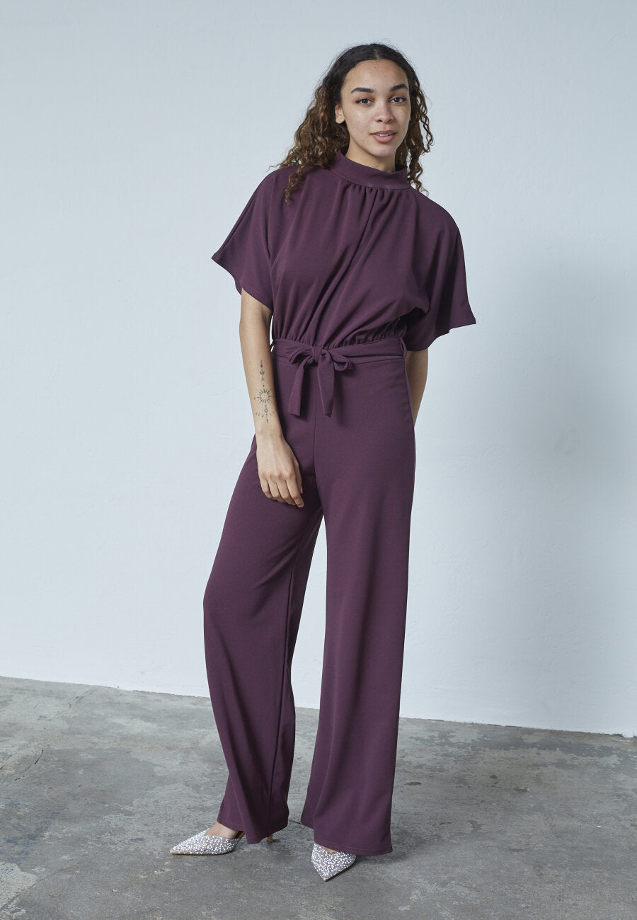 GIRL TURTLENECK JUMPSUIT - DEEP BORDEAUX