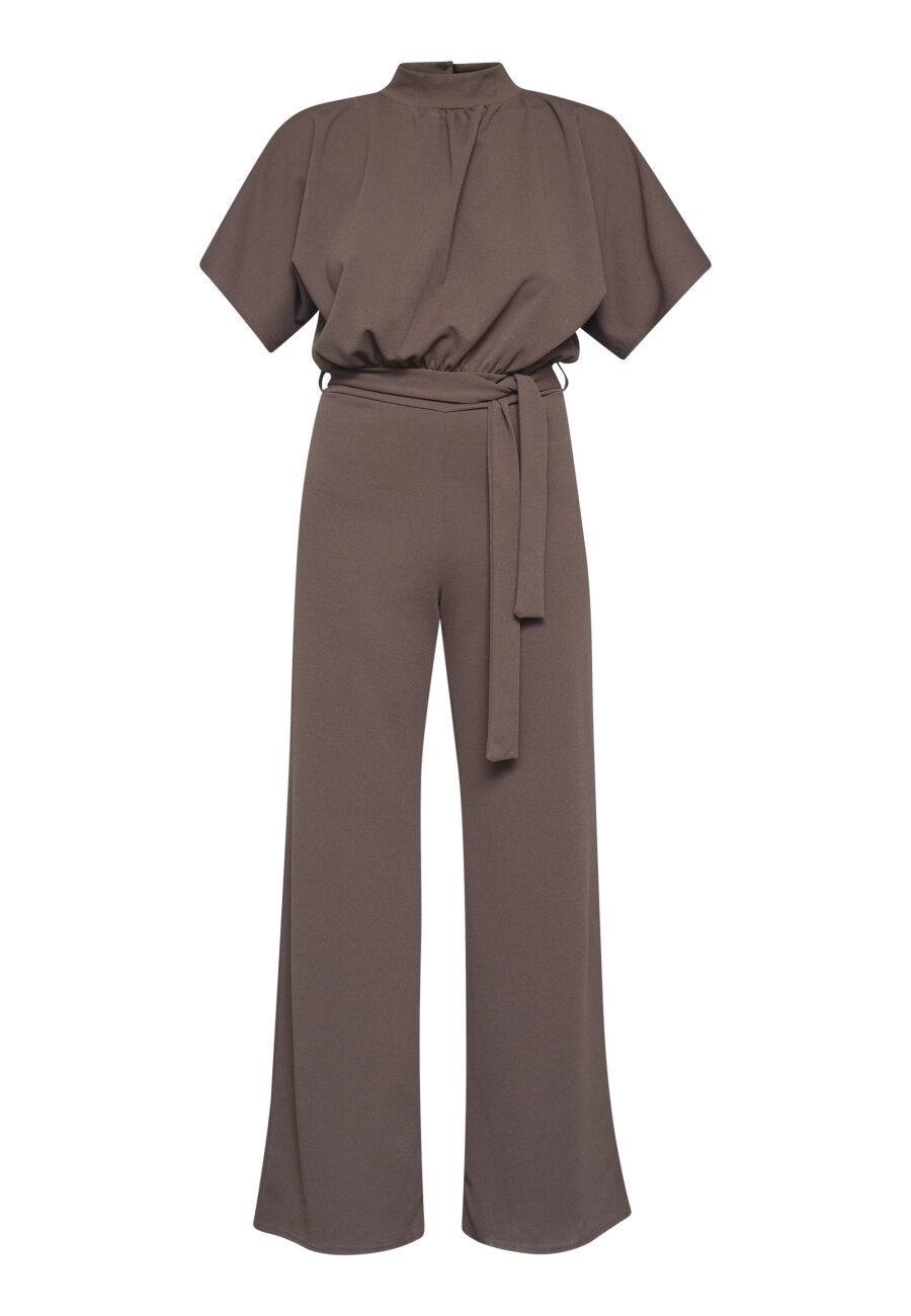 GIRL TURTLENECK JUMPSUIT - DARK CHOCOLATE