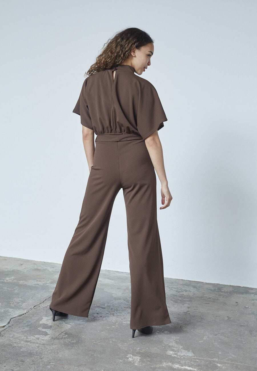 GIRL TURTLENECK JUMPSUIT - DARK CHOCOLATE