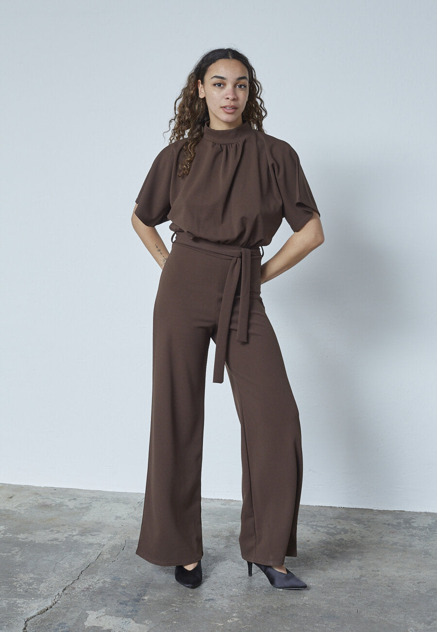 GIRL TURTLENECK JUMPSUIT - DARK CHOCOLATE