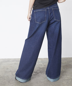 OLLIE WIDE LEG JEANS - DARK BLUE WASH