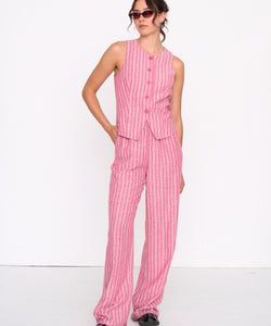STRIPED GILET - PINK