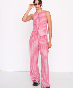 STRIPED GILET - PINK