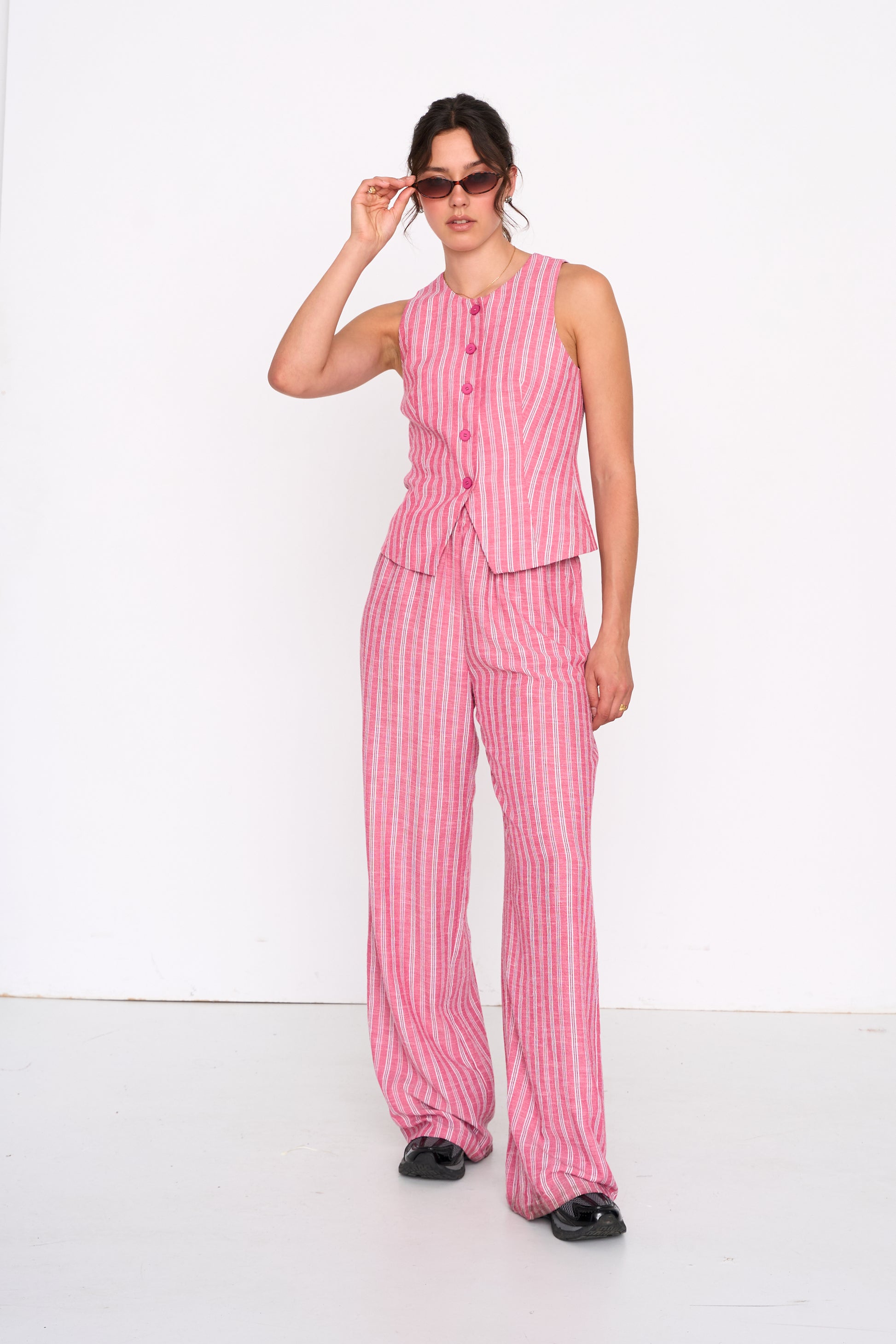 STRIPED GILET - PINK