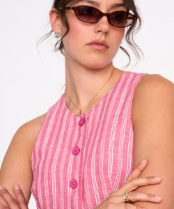 STRIPED GILET - PINK