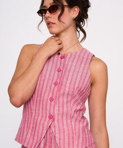 STRIPED GILET - PINK