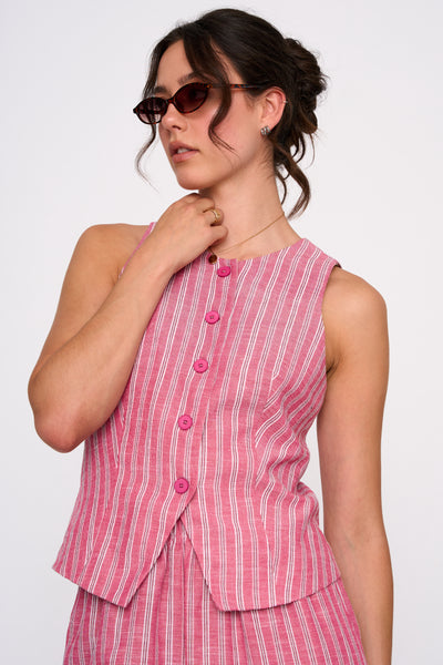 STRIPED GILET - PINK