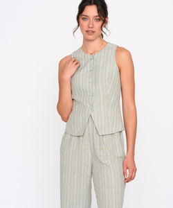 STRIPED GILET - GREEN