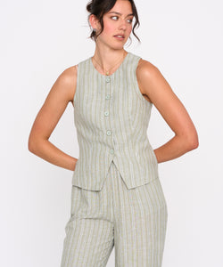 STRIPED GILET - GREEN
