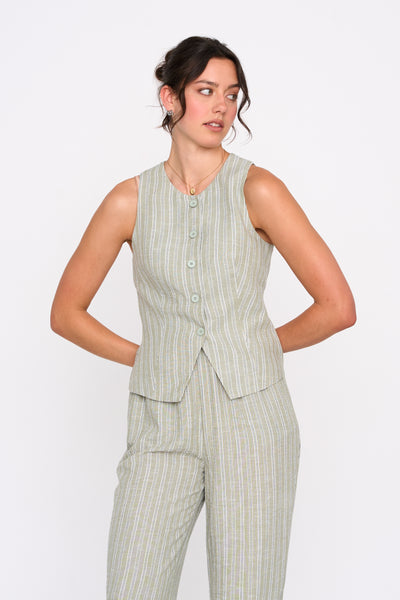 STRIPED GILET - GREEN
