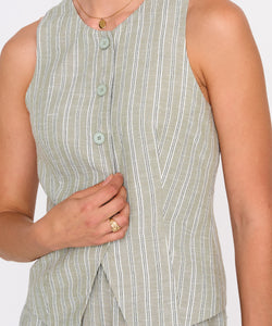 STRIPED GILET - GREEN
