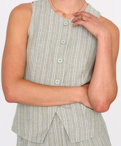 STRIPED GILET - GREEN