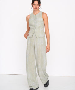 STRIPED GILET - GREEN