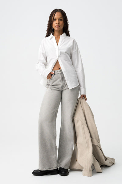 BONNYE WIDE LEG JEANS - LIGHT GREY
