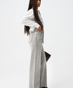 BONNYE WIDE LEG JEANS - LIGHT GREY