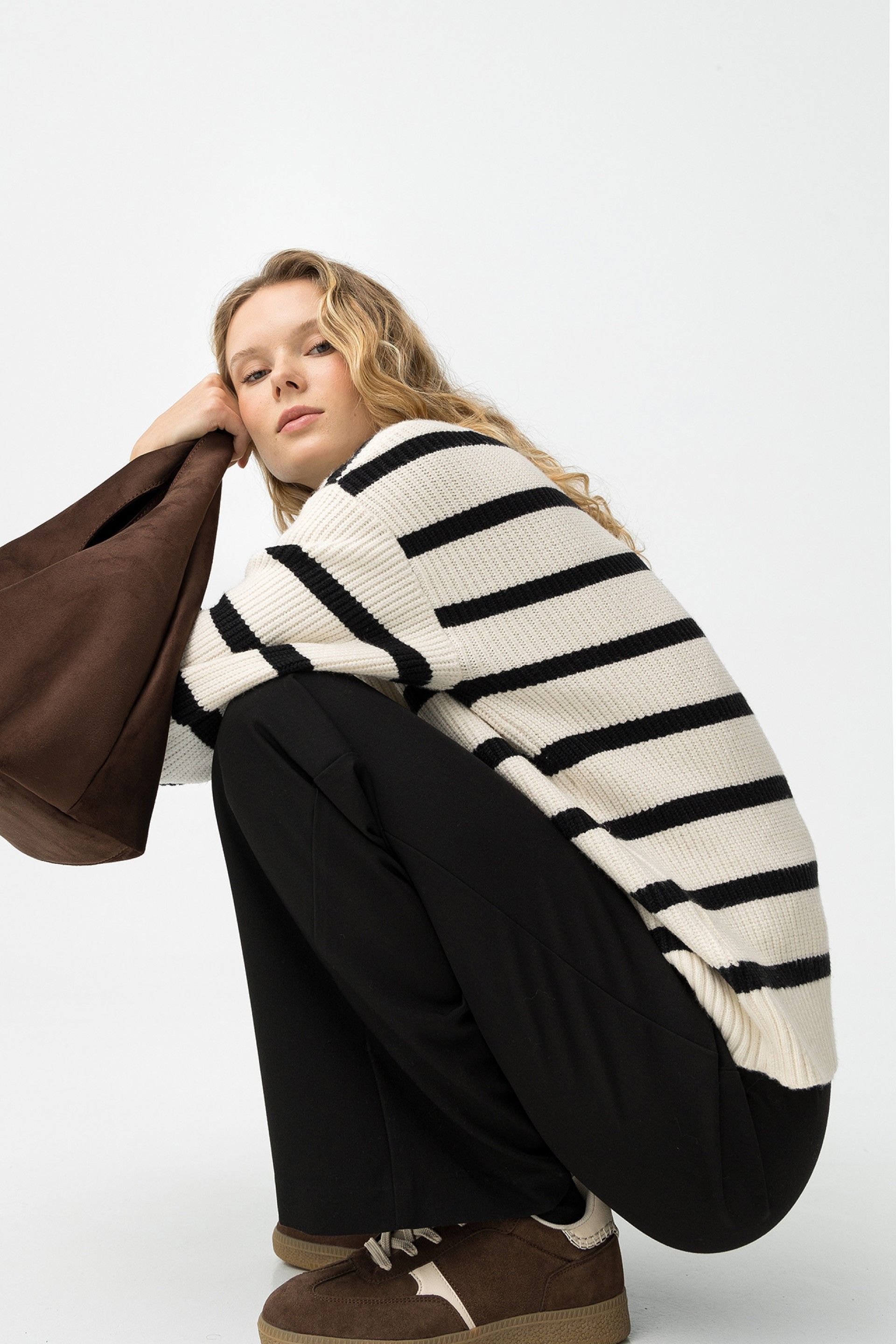 MAGNET KNITTED STRIPED PULLOVER - BIRCH