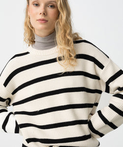 MAGNET KNITTED STRIPED PULLOVER - BIRCH