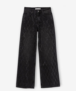 BONNYE WIDE LEG JEANS - RHINESTONE BLACK