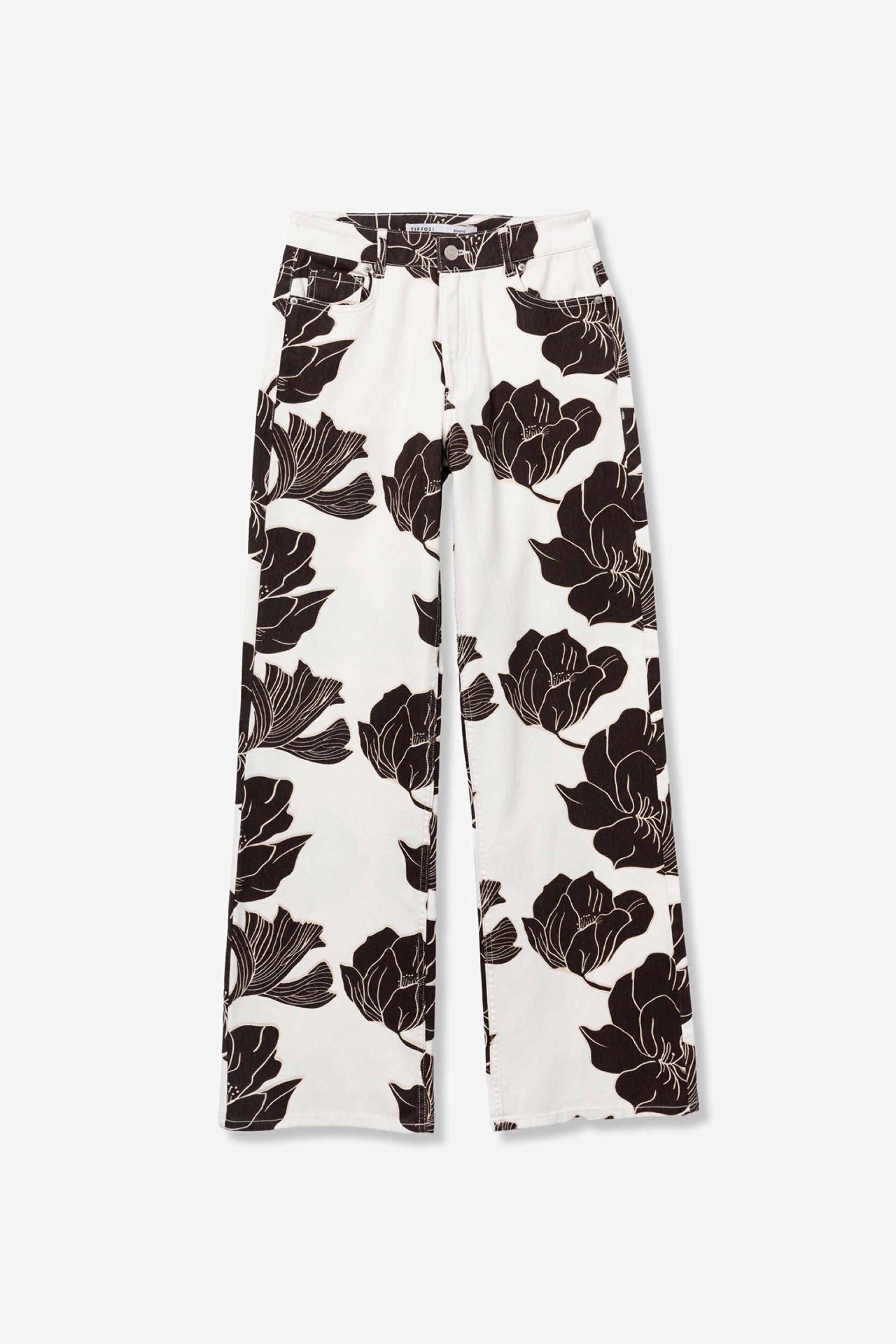 BONNYE WIDE LEG JEANS - FLOWER PRINT