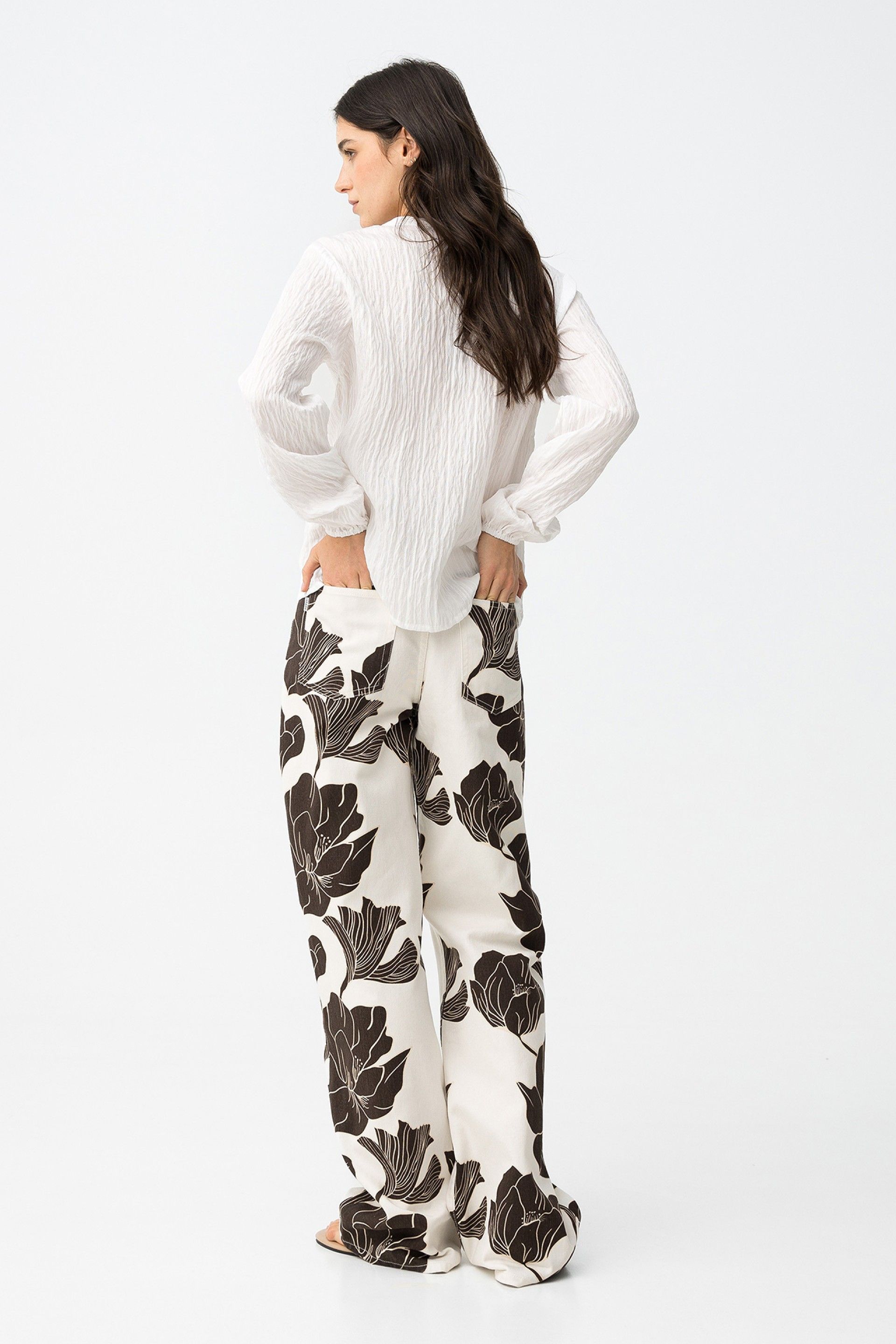BONNYE WIDE LEG JEANS - FLOWER PRINT