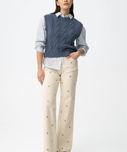 BONNYE WIDE LEG JEANS - DAISY BEIGE