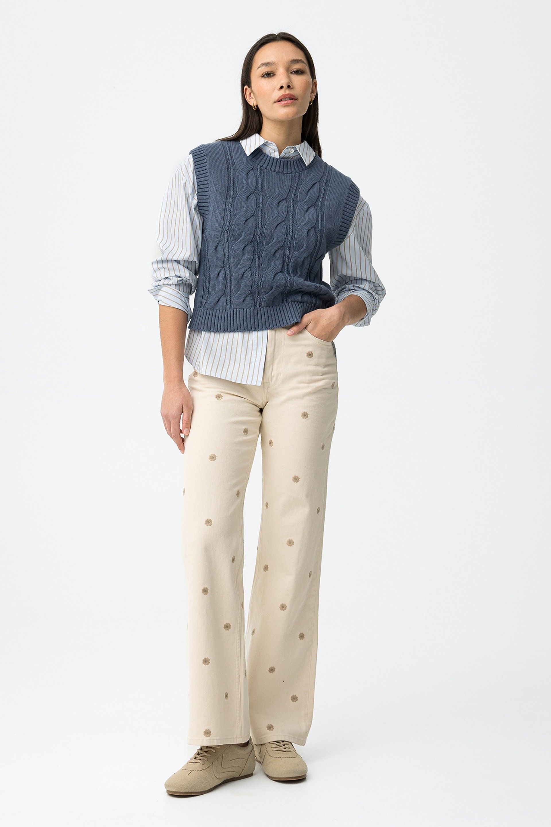 BONNYE WIDE LEG JEANS - DAISY BEIGE