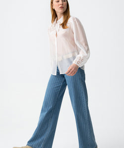 CELINE WIDE LEG JEANS - LIGHT BLUE STRIPE