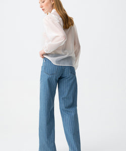 CELINE WIDE LEG JEANS - LIGHT BLUE STRIPE