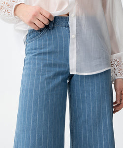 CELINE WIDE LEG JEANS - LIGHT BLUE STRIPE