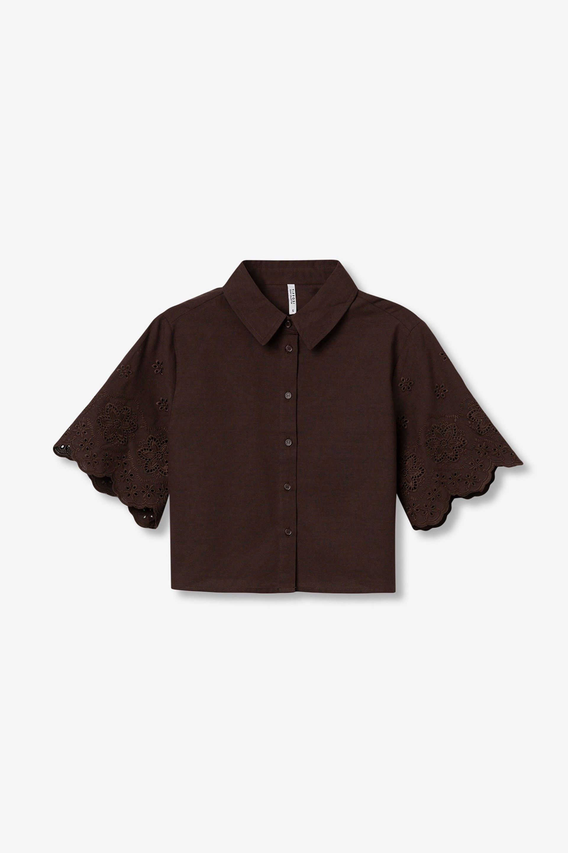 LANCASTRE SS BLOUSE - CHOCOLATE