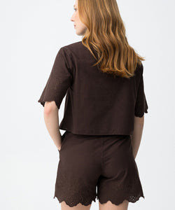 LANCASTRE SS BLOUSE - CHOCOLATE