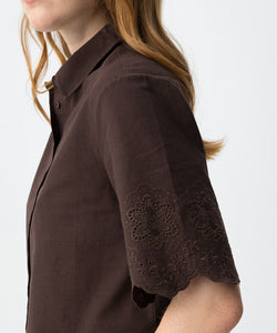 LANCASTRE SS BLOUSE - CHOCOLATE