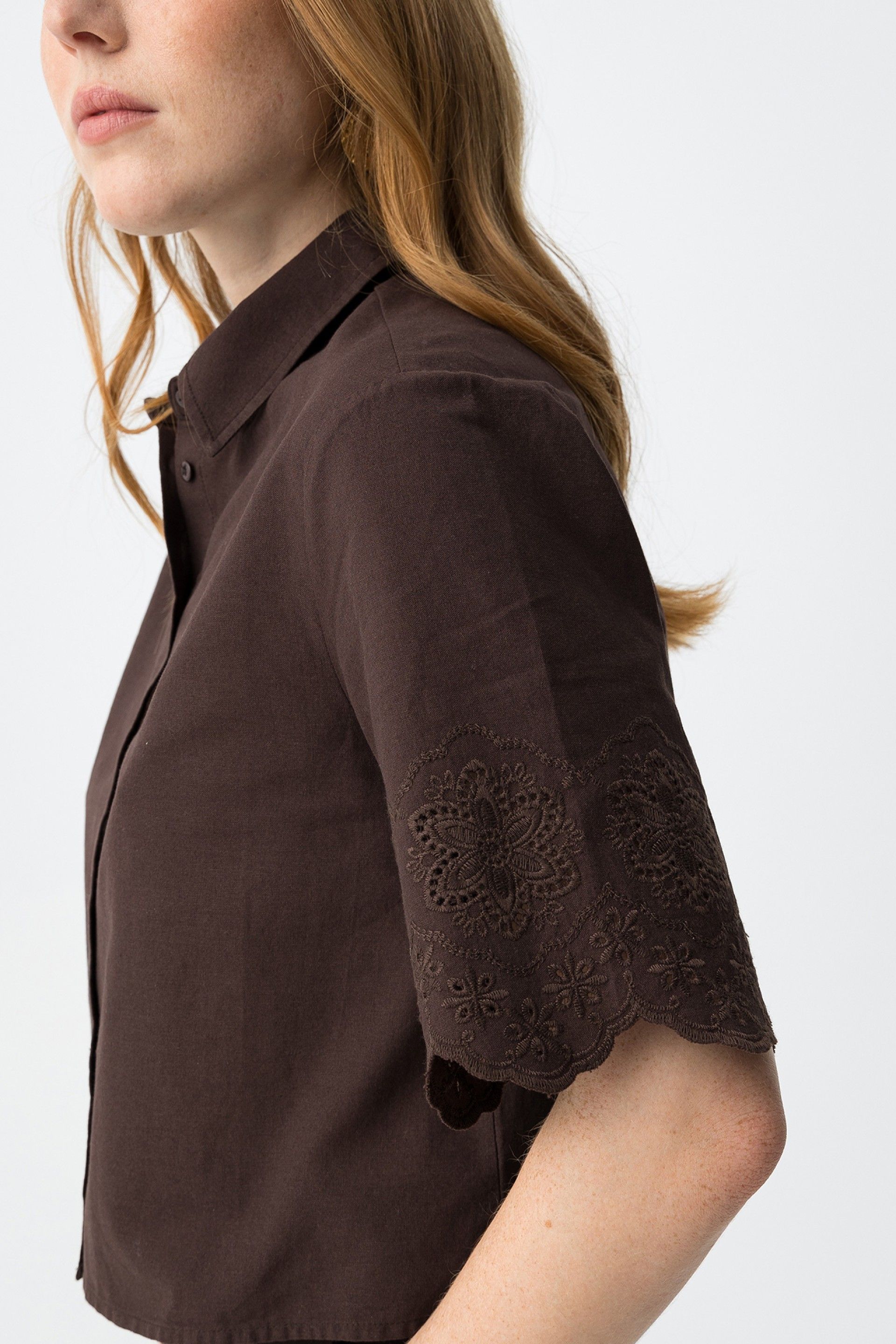 LANCASTRE SS BLOUSE - CHOCOLATE