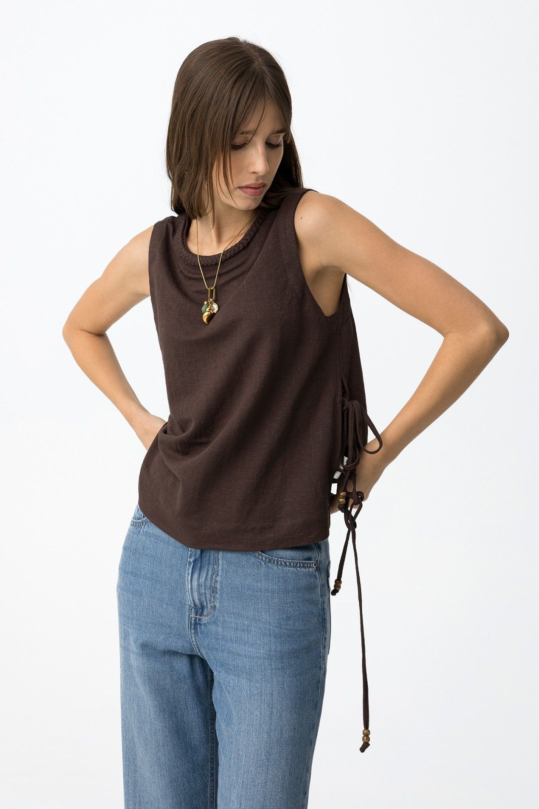 BRESHA TOP - CHOCOLATE BROWN