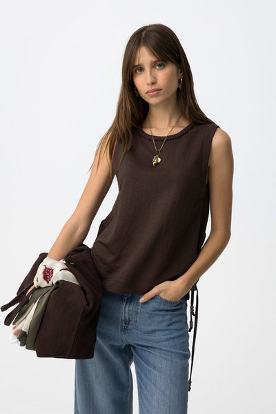 BRESHA TOP - CHOCOLATE BROWN