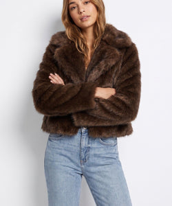 IRINA FUZZY JACKET - CHOCOLATE BROWN