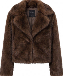 IRINA FUZZY JACKET - CHOCOLATE BROWN