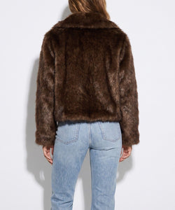 IRINA FUZZY JACKET - CHOCOLATE BROWN