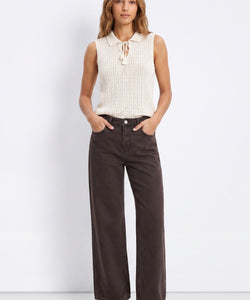 CELINE WIDE LEG JEANS - BROWN