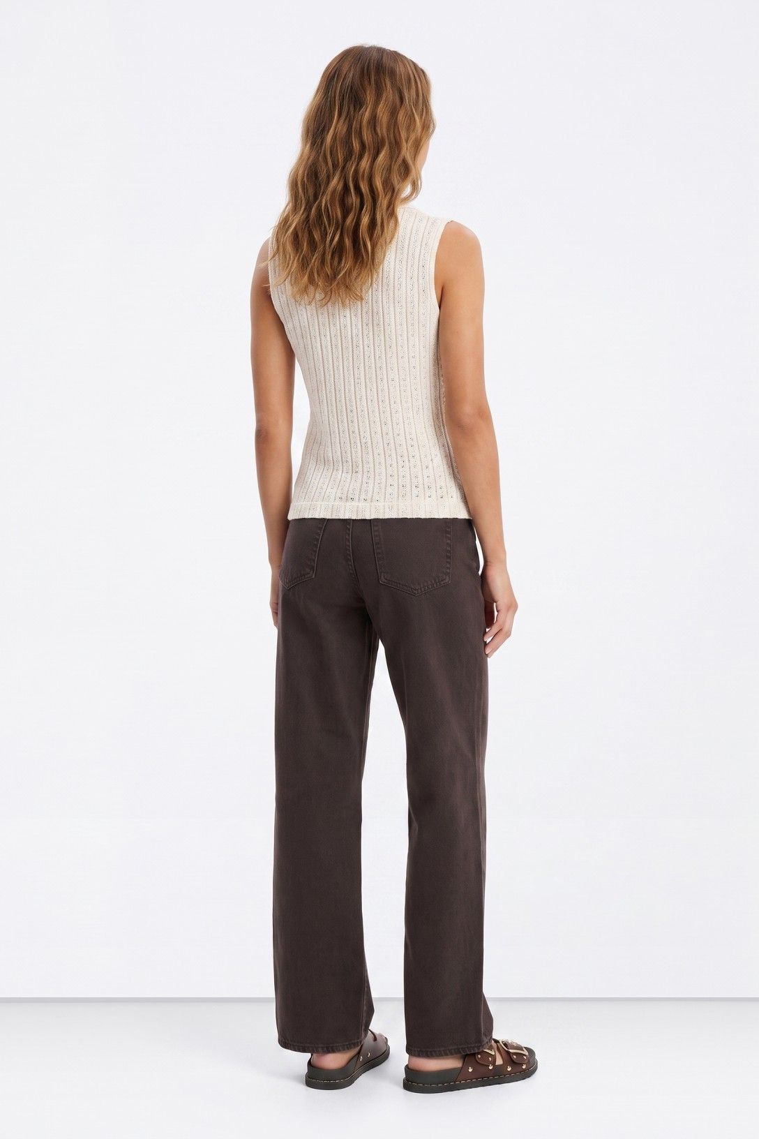 CELINE WIDE LEG JEANS - BROWN
