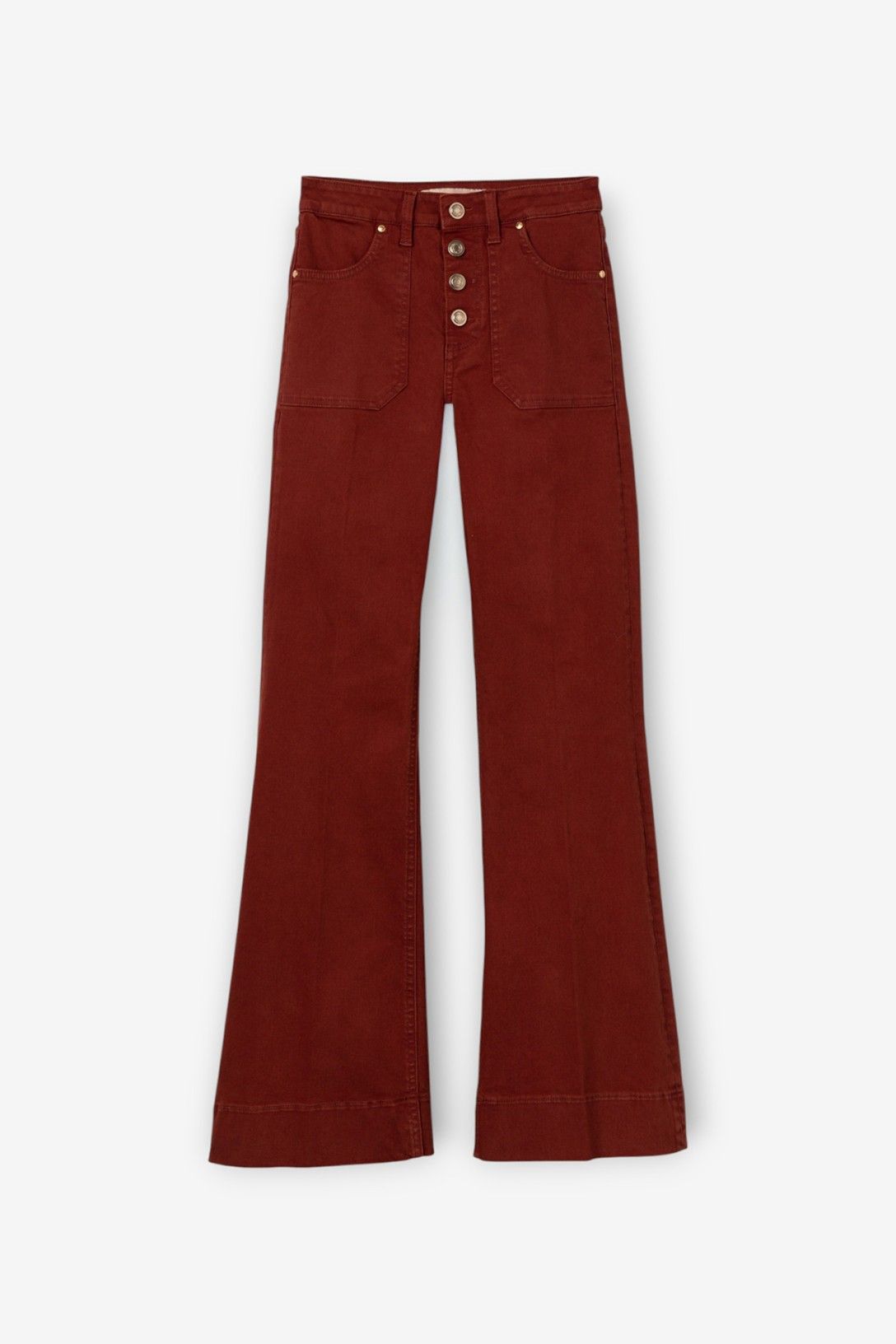 SOPHIE FLARED LEG JEANS - FIRED BRICK