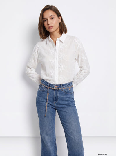 BOOKLY TEXTURED BLOUSE - WHITE