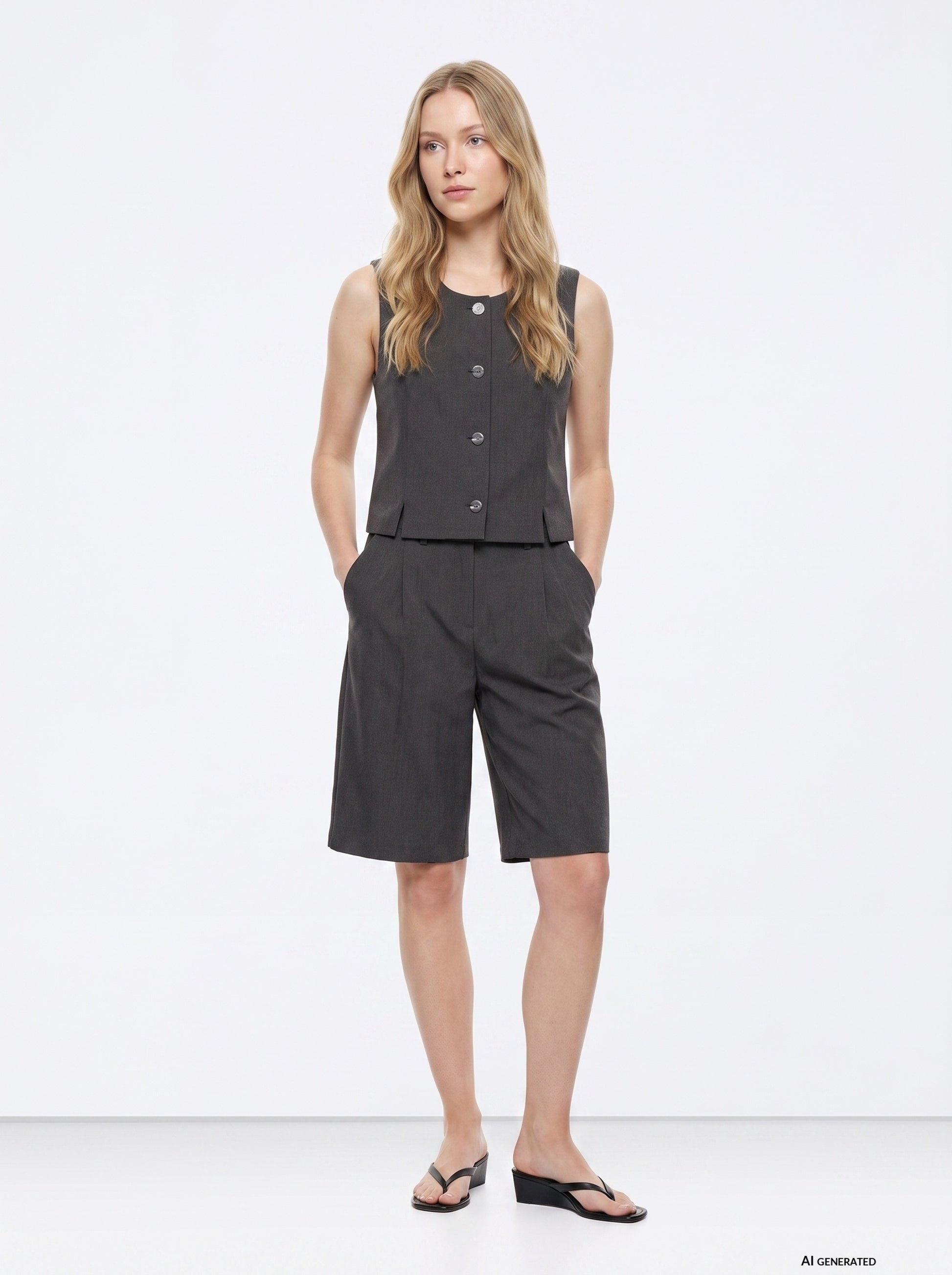 LESLEY SHORTS - STEEL GREY