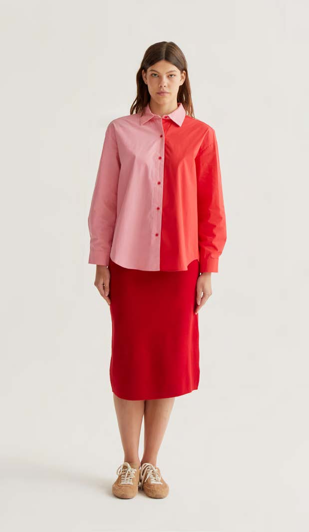 COMPAÑÍA FANTÁSTICA | COLOR BLOCKING DUO BLOUSE - RED & PINK