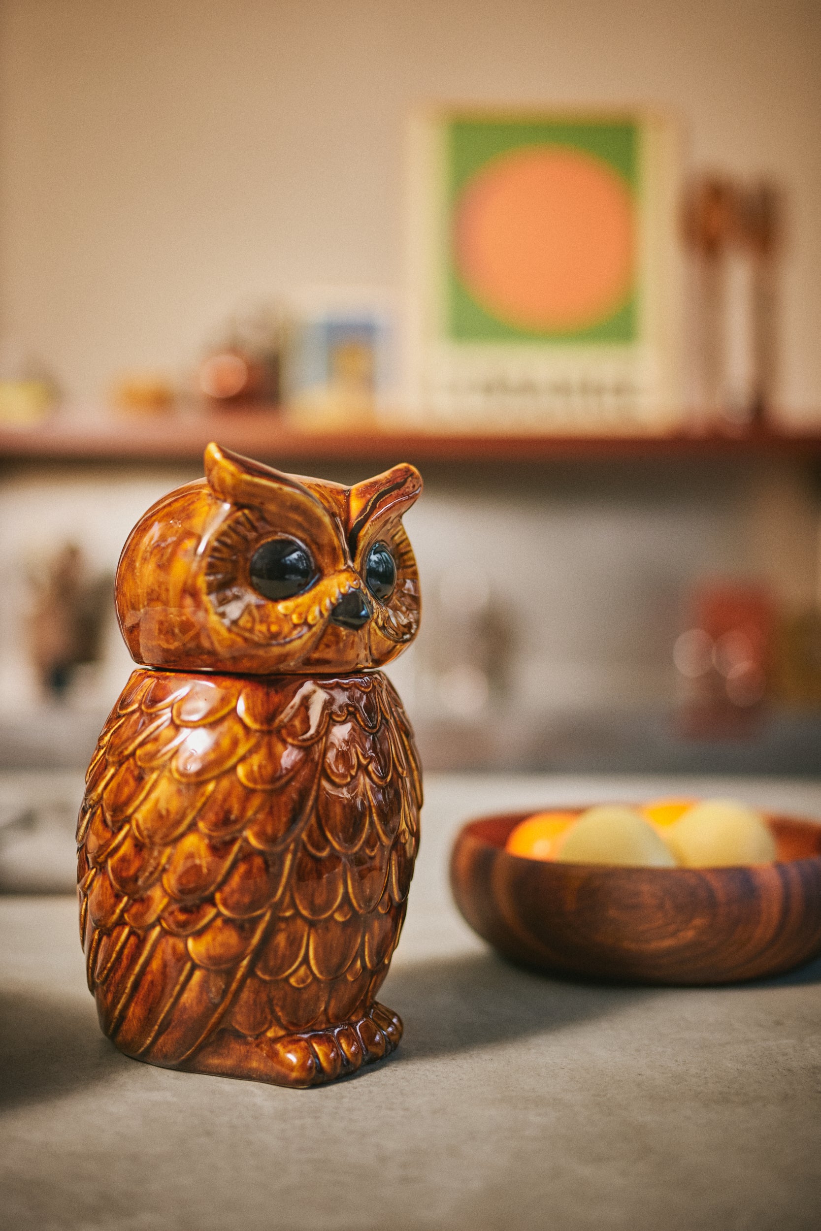HKliving | CERAMIC OWL JAR - ROASTED