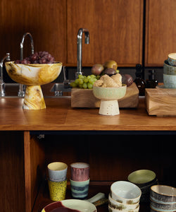 HKliving | 70S MARBLED BOWL ON BASE - OCHRE